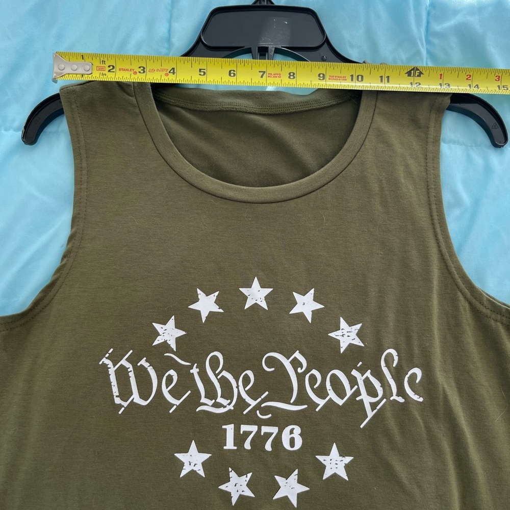 WE THE PEOPLE Medium olive green cotton poly blend unisex tank top like New - Picture 6 of 8